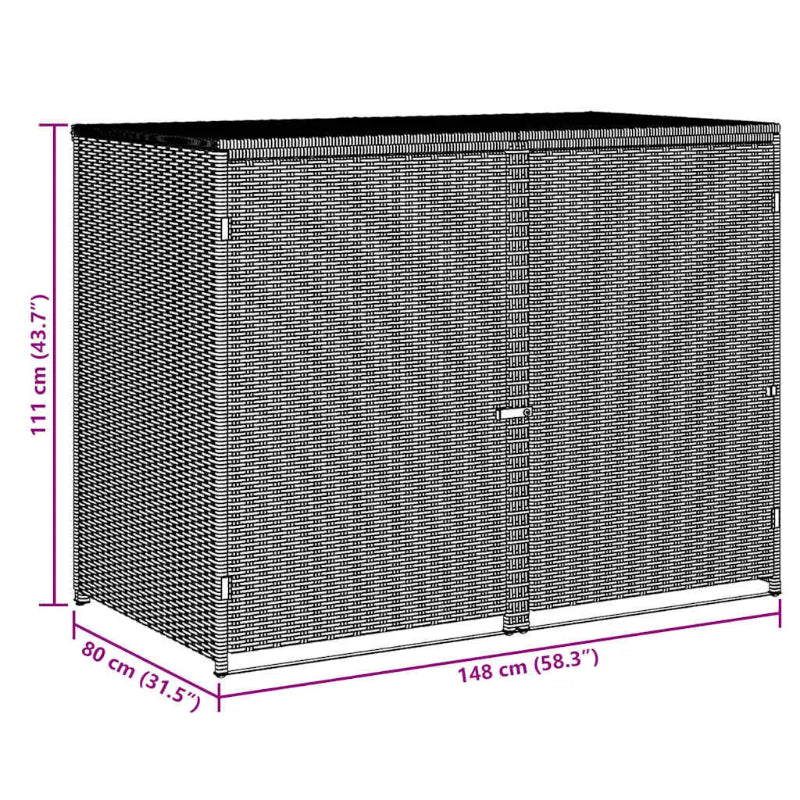 Cache de 2 poubelles exterieures noire dimension