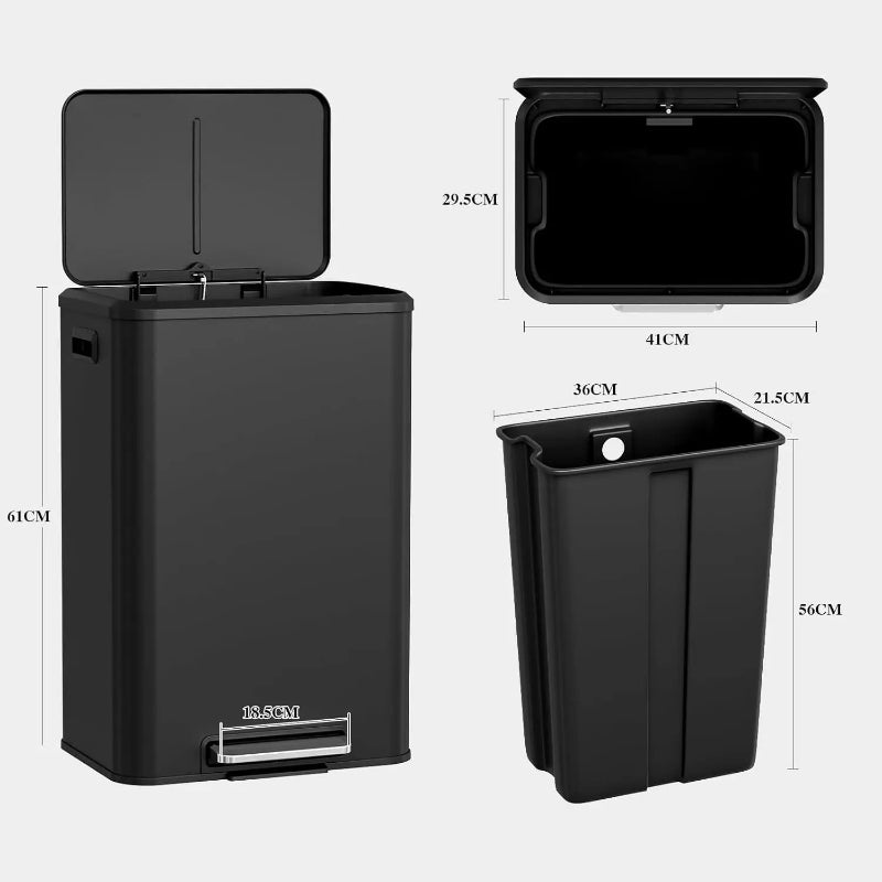 Dimension de la Poubelle de cuisine noire 40L