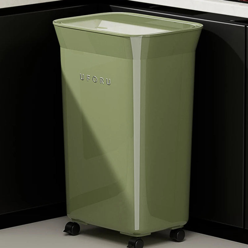 Poubelle de cuisine à roulettes 20L verte