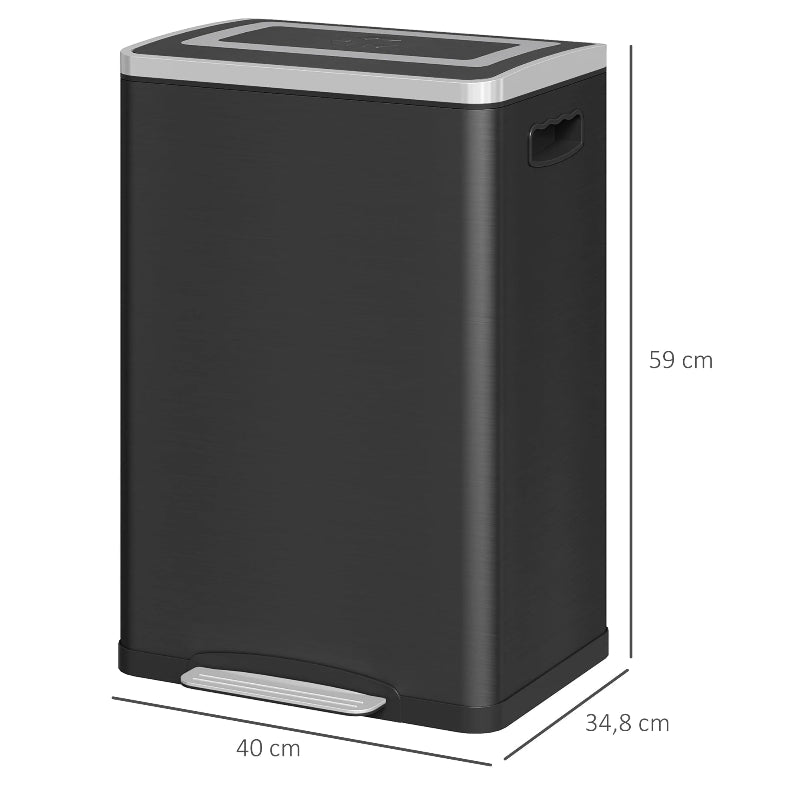 Dimension de la Poubelle double compartiment 40L noire