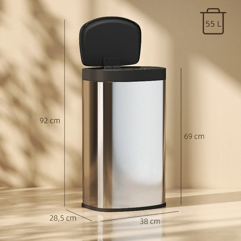 La dimension de la Poubelle electrique 55L en inox