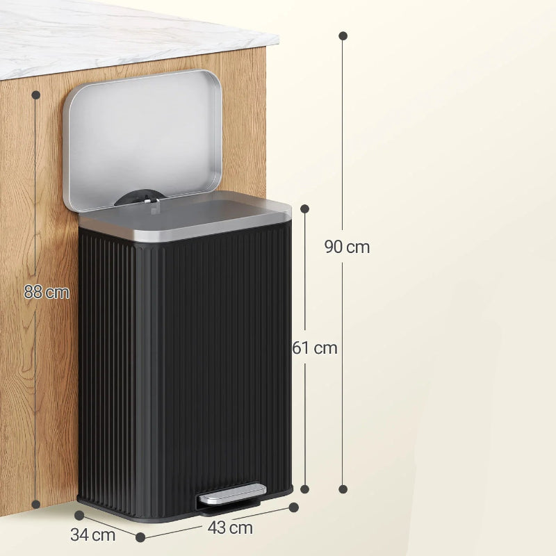 Dimension de la Poubelle 50L design moderne noire