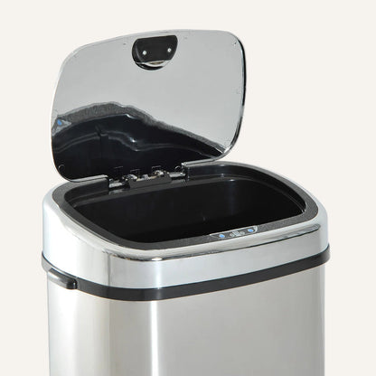 Plan sur le couvercle ouvert de la Poubelle automatique blanche 68L