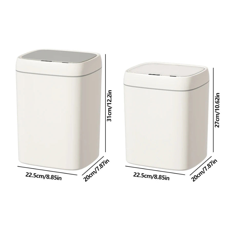 Dimension des deux capacités de la Poubelle automatique crème 13L