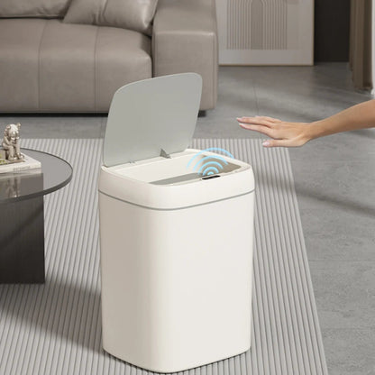 Ouverture à la main à distance de la Poubelle automatique crème 13L