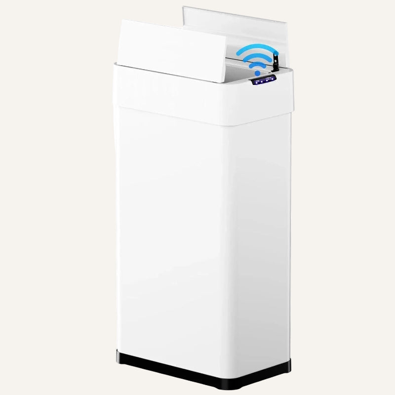 Poubelle automatique cuisine blanche double couvercle