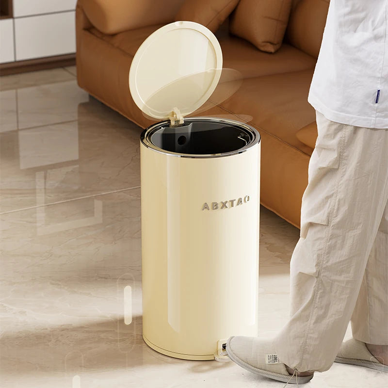 Poubelle beige en metal 20L
