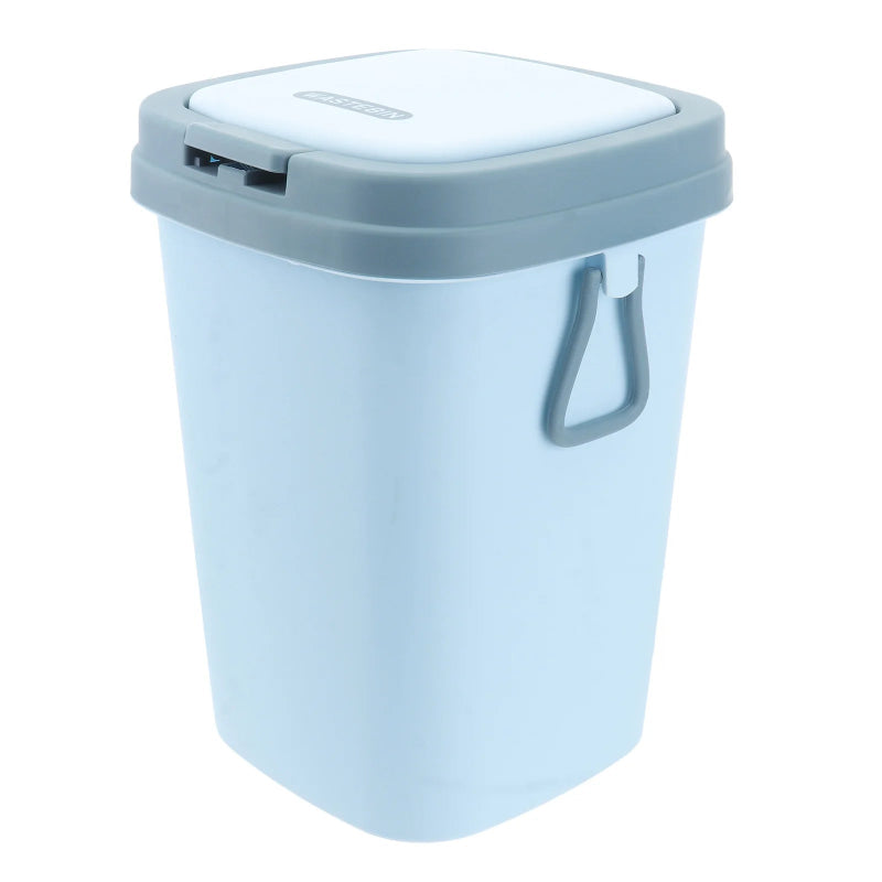 Poubelle à couvercle en plastique bleue