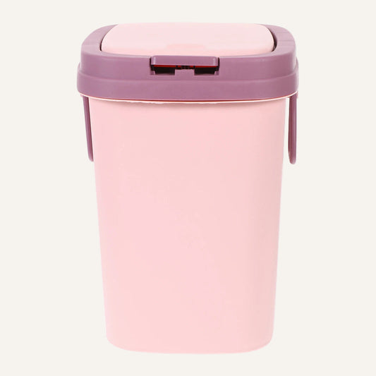 Poubelle à couvercle en plastique rose