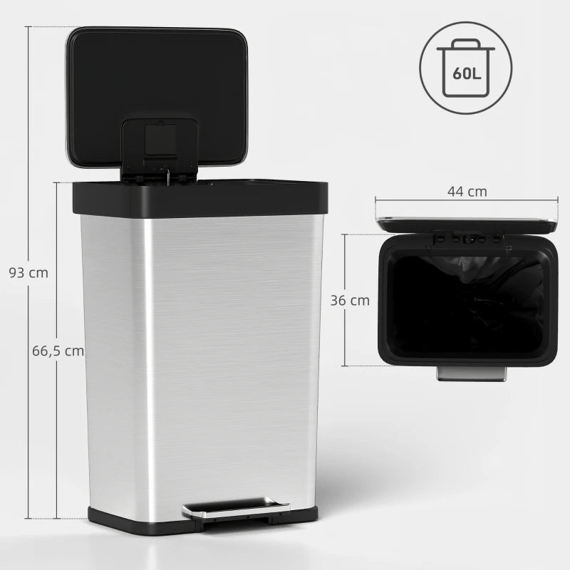Dimension de la Poubelle de cuisine 60L en inox