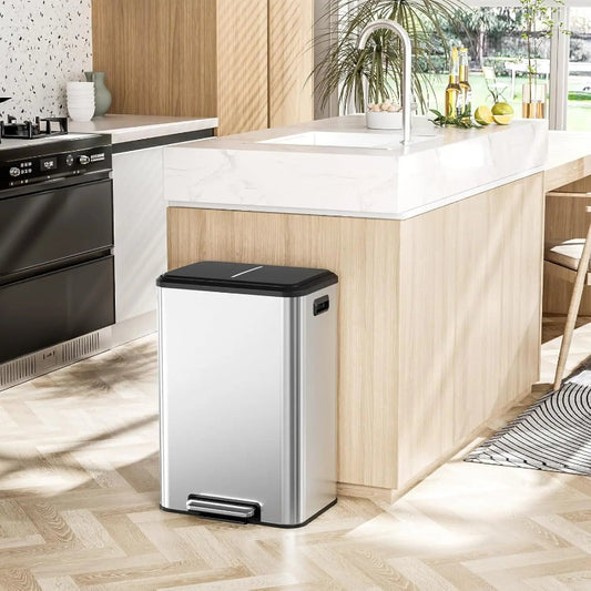 Poubelle de cuisine argentee 40L