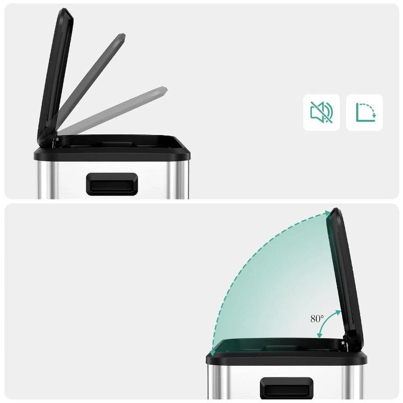 Couvercle de la Poubelle de cuisine argentee 40L