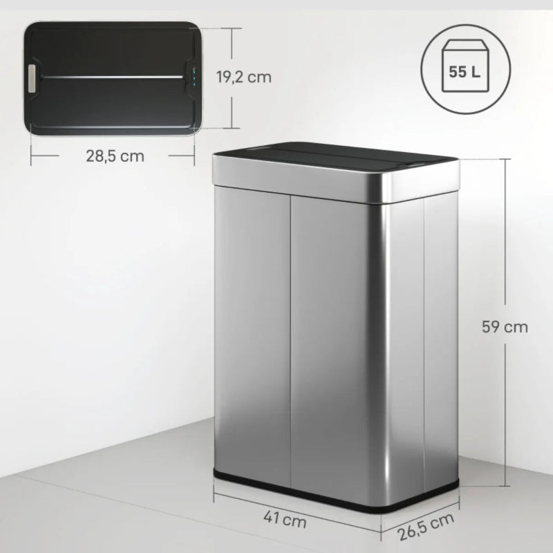 Dimension de la Poubelle de cuisine automatique 55L en inox