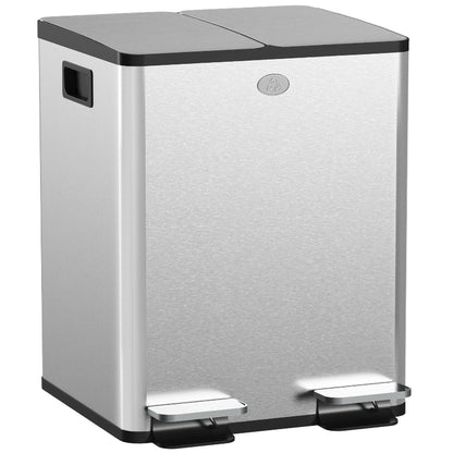 Poubelle double 2x20L en inox