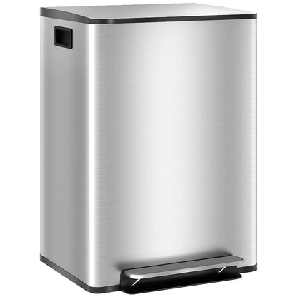 Poubelle double 2x30L argentee