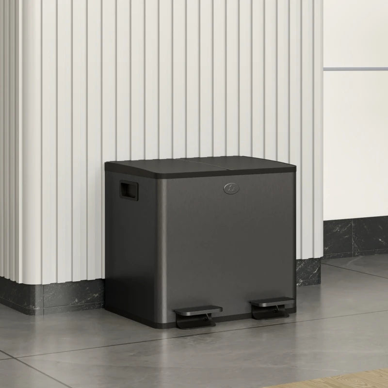 Poubelle double compartiment 2x15L noire