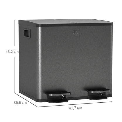 Dimension de la Poubelle double compartiment 2x15L noire