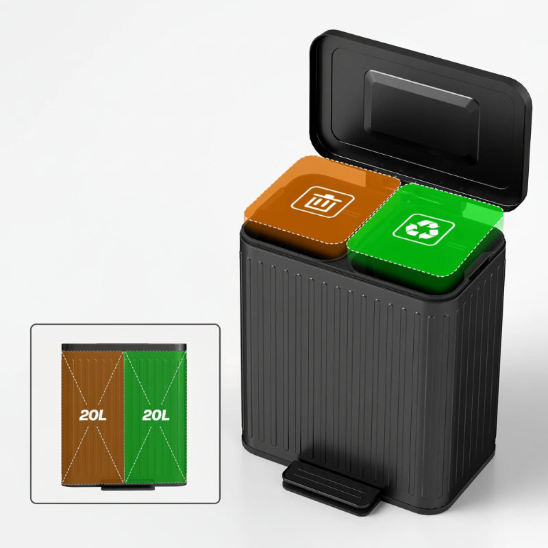La capacité de la Poubelle double compartiment 2x20L noire 