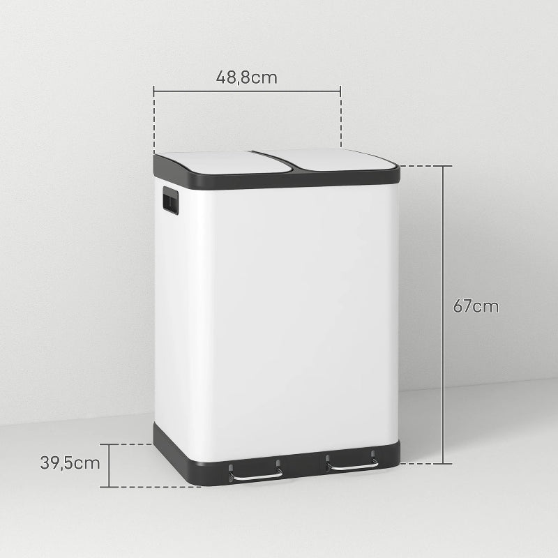 Dimension de la Poubelle à double compartiment 2x30L blanche