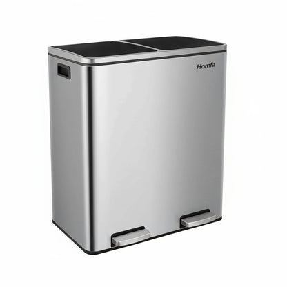 Poubelle à double compartiment 60L argentée