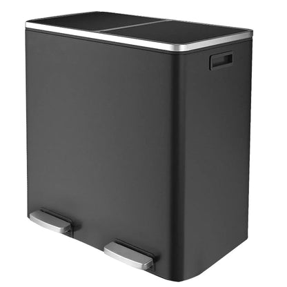Poubelle à double compartiment 60L noire