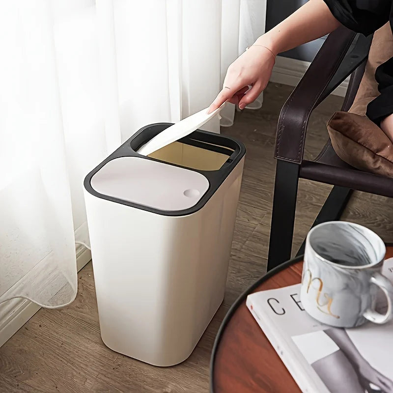 Poubelle double compartiment design simpliste dans le salon