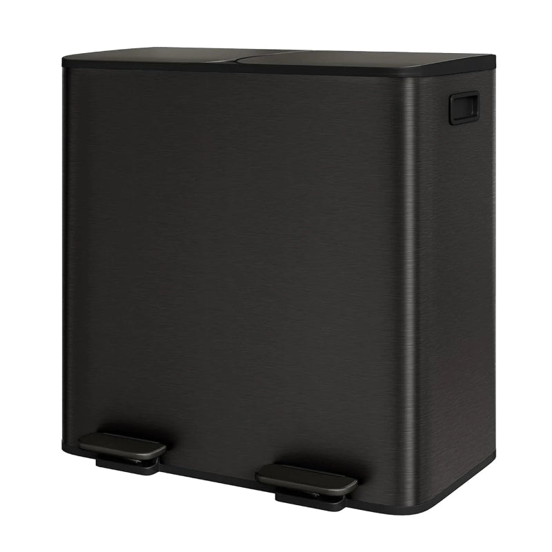 Poubelle à double compartiment en inox noire 40L