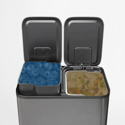 Seau amovible de la Poubelle à double compartiment en inox