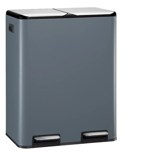 Poubelle double compartiment 60L grise