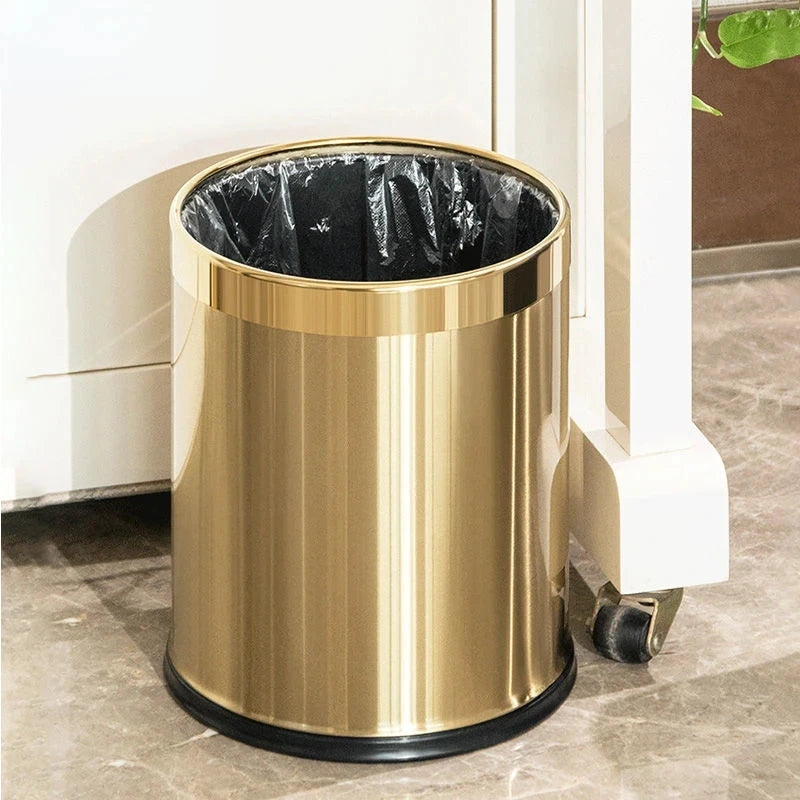 Poubelle à double paroi 10L dorée 