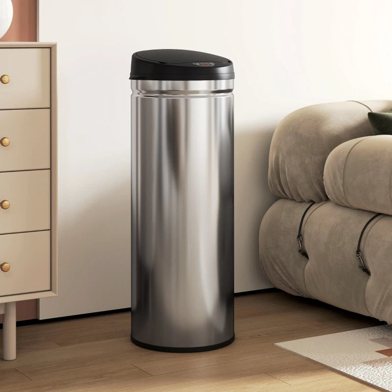 Poubelle electrique argentee 50L
