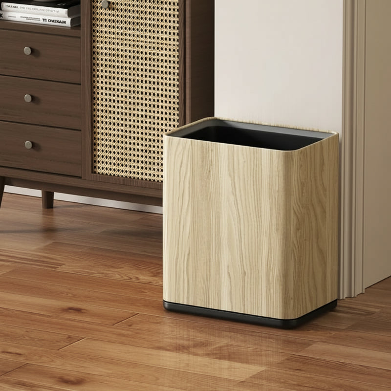 Poubelle en bois moderne rectangulaire claire 12L