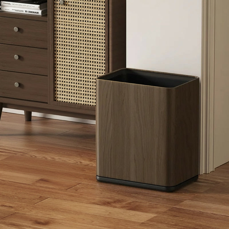 Poubelle en bois moderne rectangulaire foncée 12L