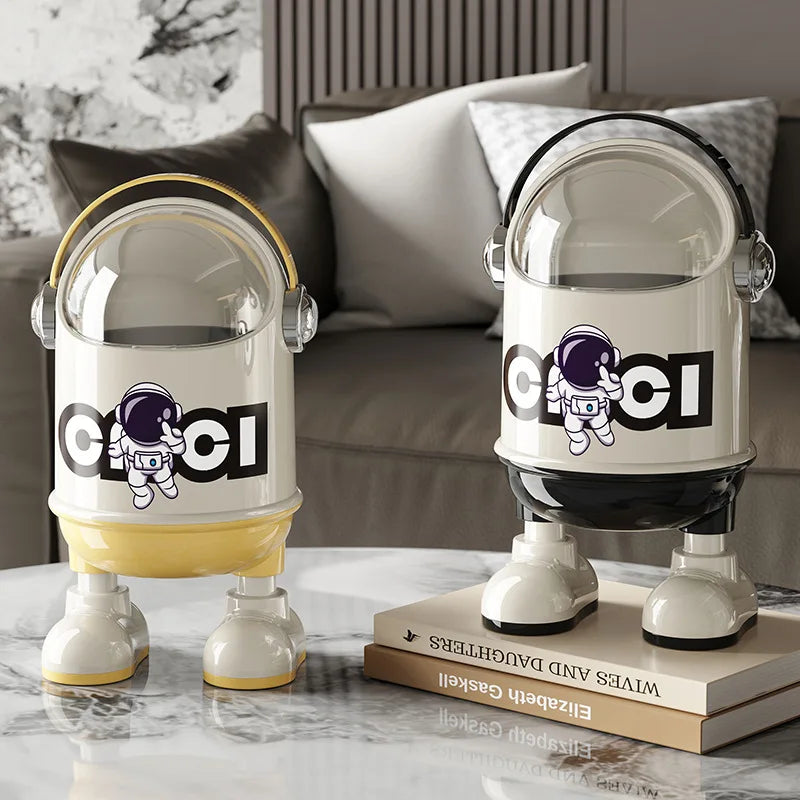 Poubelle en plastique design astronaute