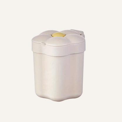 Poubelle en plastique design fleurie blanche