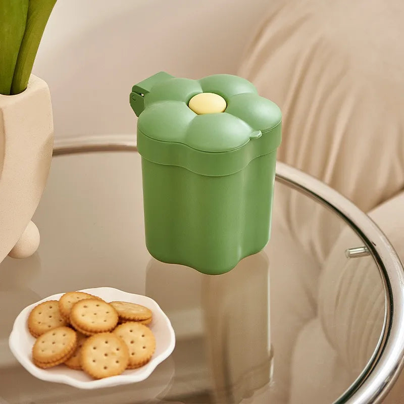 Poubelle en plastique design fleurie verte