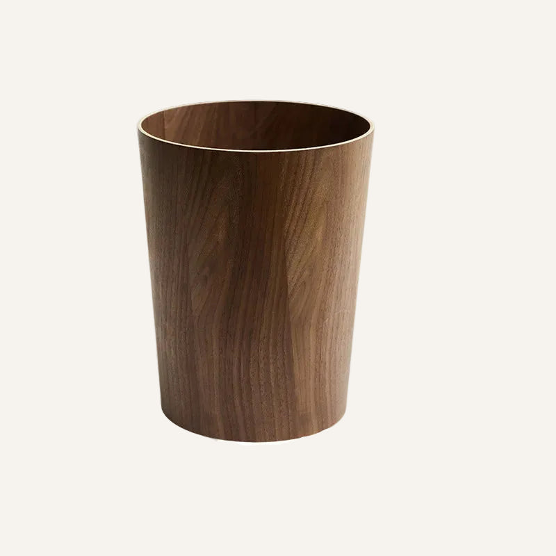 Poubelle japonaise en bois ronde foncée
