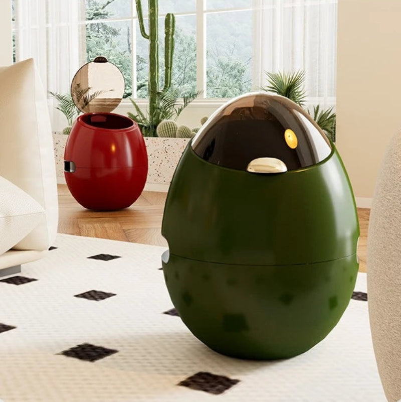 Poubelle moderne design oeuf dans un salon
