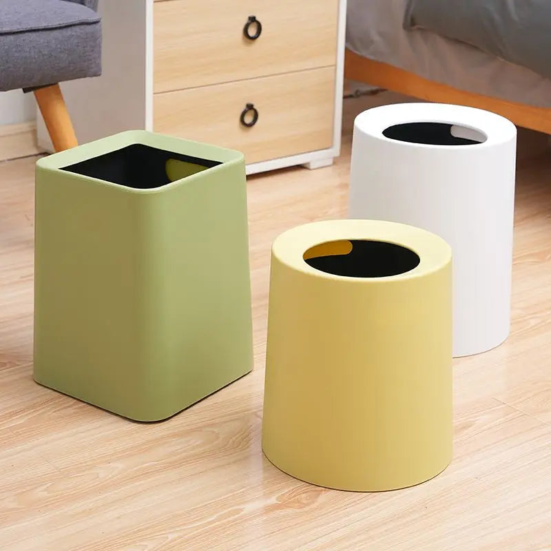 Poubelle moderne verte carrée ensemble