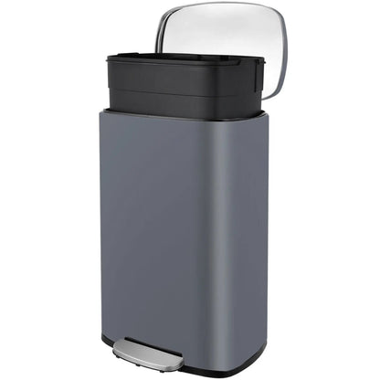 Poubelle à pédale en inox 50L grise