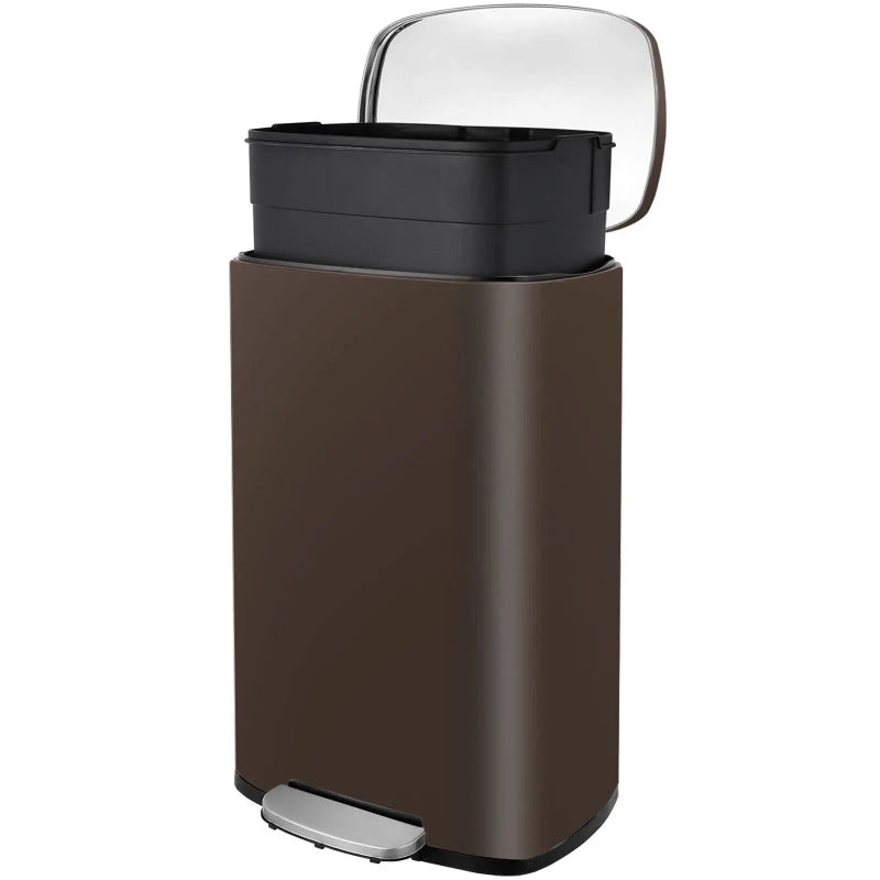 Poubelle à pédale en inox 50L marron