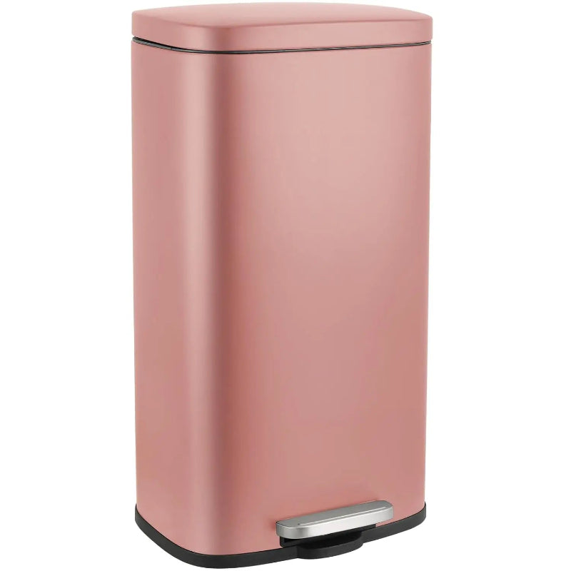 Poubelle à pédale en inox 50L rose 