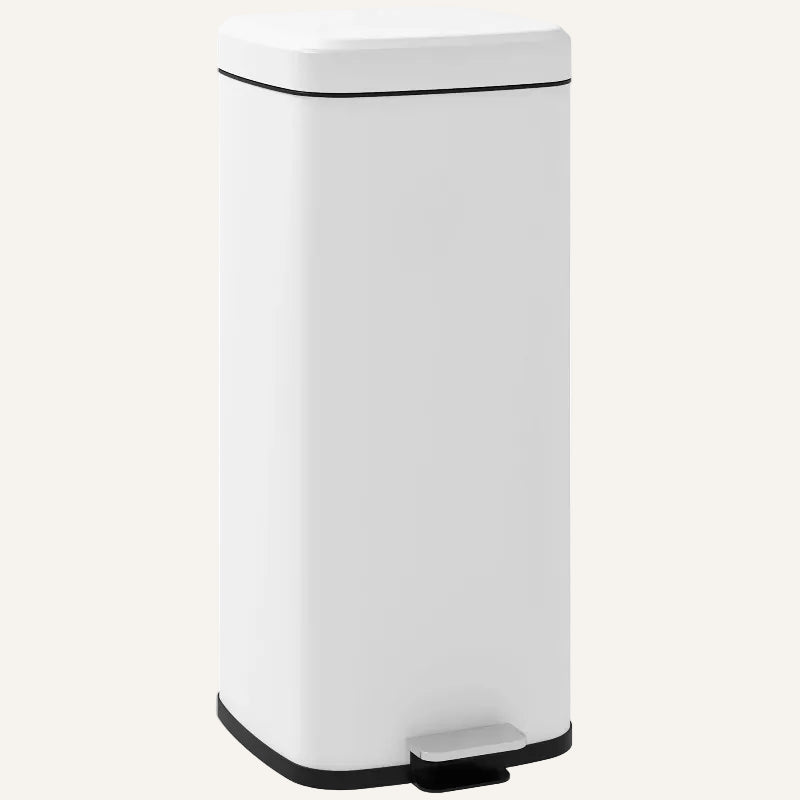 Poubelle à pedale en metal blanche 30L