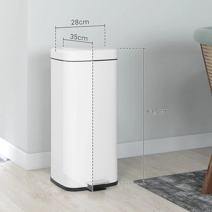 Dimension de la Poubelle à pedale en metal blanche 30L
