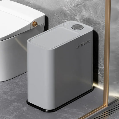 Poubelle salle de bain couvercle à pression grise