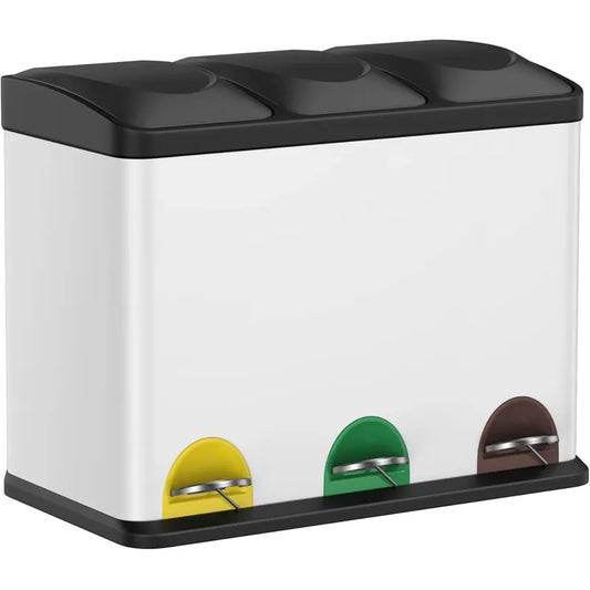Poubelle à tri sélectif 3x15L (45L) blanche