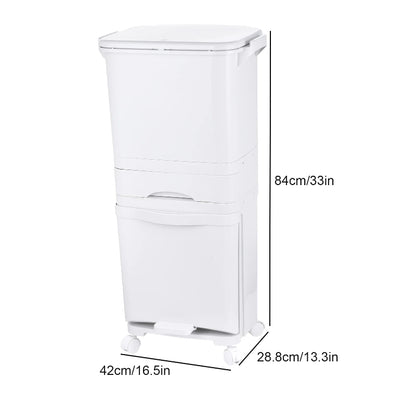 Poubelle à tri selectif blanche 42L dimension