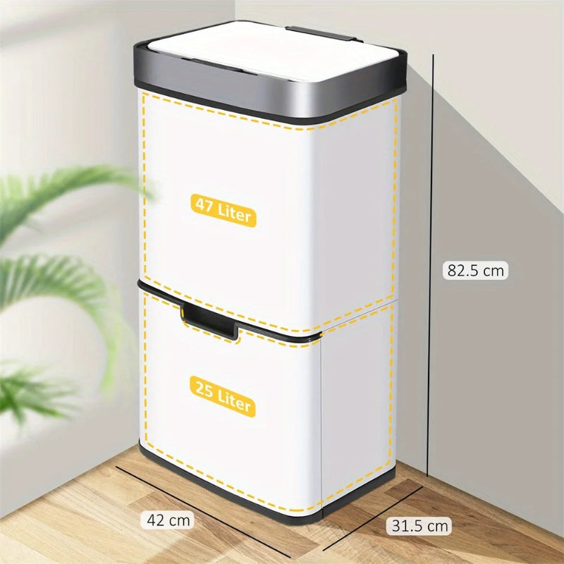 Dimension de la Poubelle à tri selectif blanche 72L 