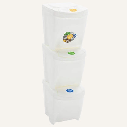 Poubelle à tri selectif empilables blanche