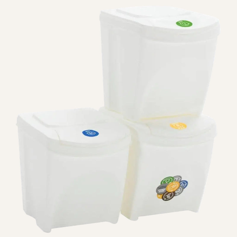 Poubelle à tri selectif empilables blanche 2 empilées
